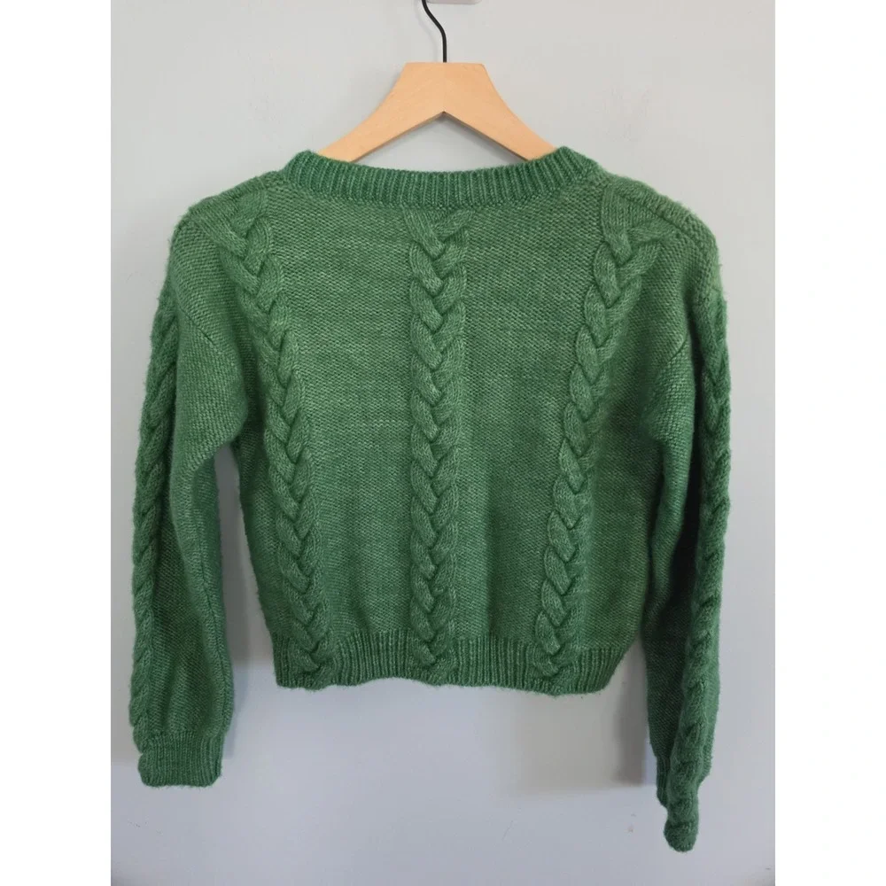 Misha & Puff Braided Sweater in the Emerald 8 Yrs